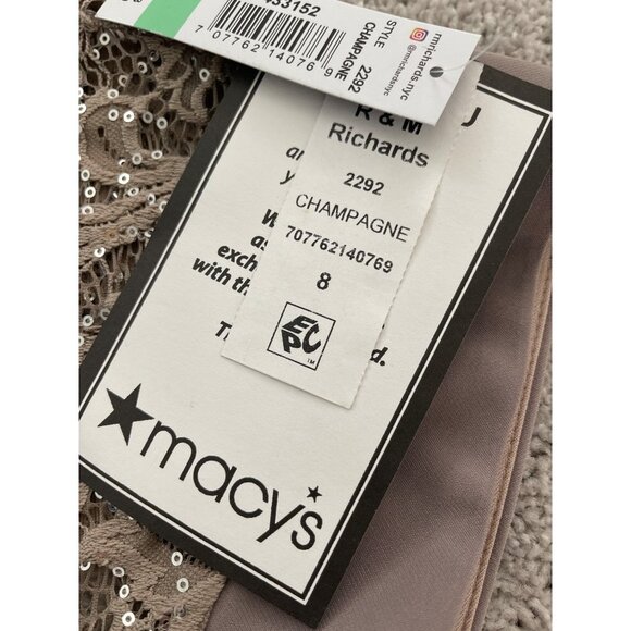 R&M Richards Capelet Poncho Metallic Dress Champagne Size 8 NWT $160 Wedding - Picture 4 of 11